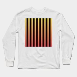 Alternating Black and Peach Ombre Vertical Stripes Long Sleeve T-Shirt